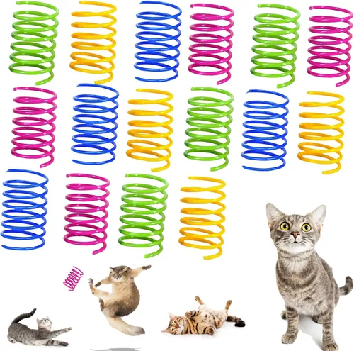 Miniatura 9 de Juguetes de primavera para gatos, bobinas rebotantes, juguete de resorte en espiral para gatos de interior, juguetes interactivos pesados