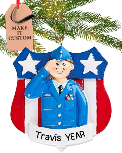 Adorno personalizado de la Fuerza Aérea 2026 | Adornos de Navidad militares grabados con láser para árbol | Insignia personalizada de la Fuerza