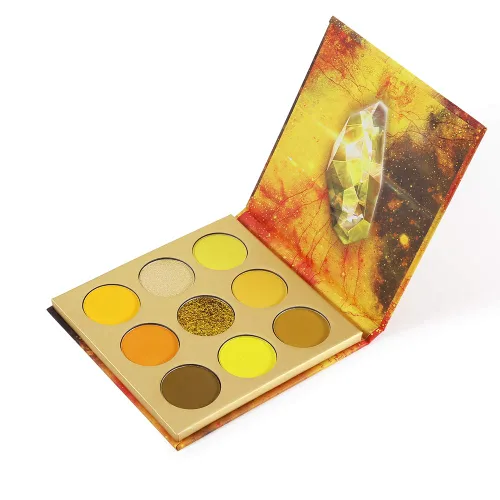 Docolor Paleta de sombras de ojos de 9 colores, sombras de ojos amarillas, paletas de sombras de piedras preciosas, sombras altamente pigmentadas,