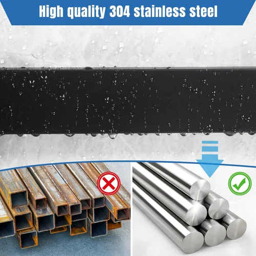 Miniatura 3 de Soporte magnético para cuchillos para pared, tira magnética negra de 10 pulgadas sin taladrar con 2 ganchos, soporte magnético para cuchillos