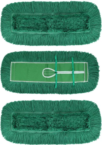 Cabezal de trapeador de polvo de 24 pulgadas: repuesto de cabeza de trapeador comercial lavable mediano y repuesto de limpieza verde (24 pulgadas,