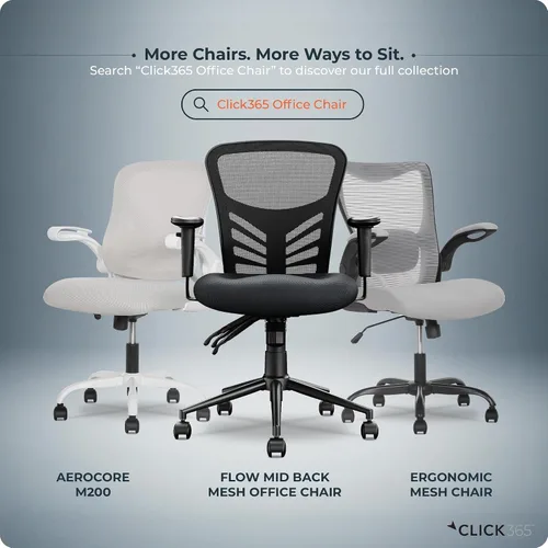 Miniatura 9 de Flow Silla de oficina de malla con respaldo medio, soporte lumbar, asiento acolchado extra negro