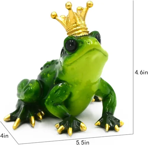 Miniatura 6 de Rana Príncipe Corona Prime Adorno de Dormitorio Coleccionable Estatua Figurita Linda Decoraciones para Escritorio de Oficina en Casa Estanterías