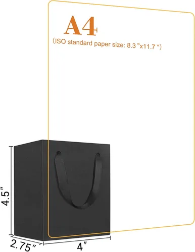 Miniatura 2 de EUSOAR Pequeñas bolsas negras para envolver regalo, paquete de 12 bolsas de papel kraft de 4 x 2.75 x 4.5 pulgadas con asas, bolsas resistentes