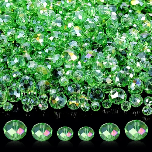WILLBOND 600 cuentas de cristal para hacer joyas, atrapasoles a granel, piedras preciosas sueltas para el día de San Valentín, vacaciones Verde