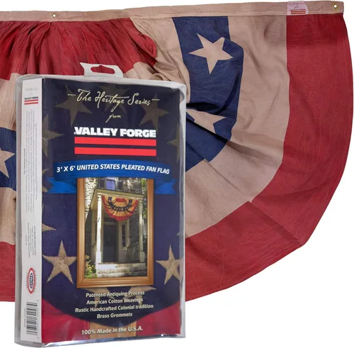 Miniatura 3 de Valley Forge, Bandera estadounidense, algodón, 3 x 5 pies, 100% fabricada en Estados Unidos, rayas cosidas, estrellas bordadas, ojales de latón