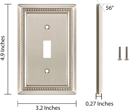 Miniatura 3 de Henne Bery Sunken Pearls - placa decorativa de pared para interruptor (Palanca simple, 2 unidades, níquel satinado)