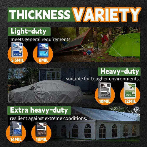 Miniatura 9 de RAINDEWAY Lona blanca resistente de 12 mil de 12 x 20 pies, resistente a los rayos UV, impermeable, resistente a la intemperie, con ojales de metal