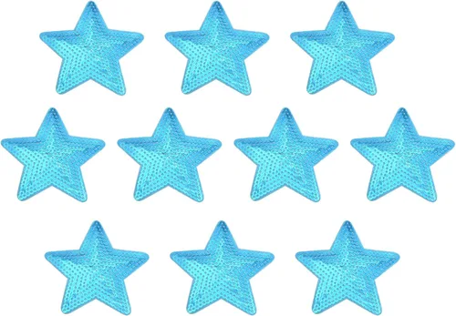 MECCANIXITY Parches para planchar con lentejuelas grandes de 5 estrellas bordados, para coser y coser, apliques para reparación de ropa, mochila,