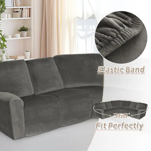 Miniatura 608 de Arfntevss Fundas de sofá seccional reclinable de terciopelo, Funda de sofá seccional de esquina para sofá reclinable, Funda elástica suave