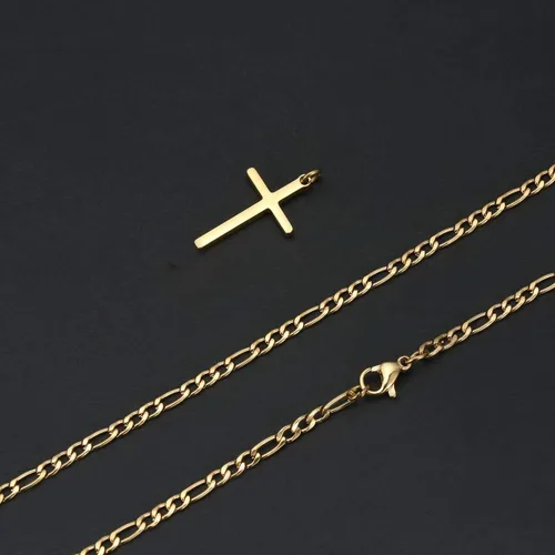 Miniatura 4 de Collar Tasbern de cruz acero inoxidable chapado en oro de 14 quilates con dije de cruz simple joyería religiosa regalo para niño y hombre