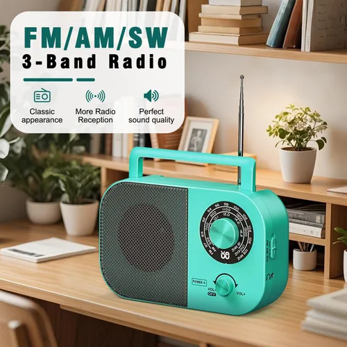 Miniatura 2 de Tendak Radio portátil AM FM SW, radio de onda corta con altavoz, antena de transistor, conector para auriculares y perilla de sintonización grande