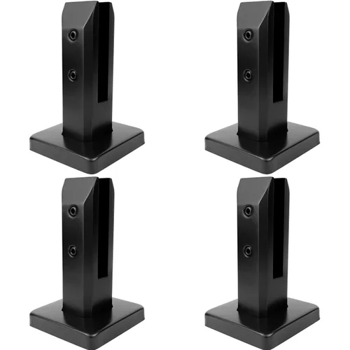 LukLoy Paquete de 4 espigas de vidrio SS2205 de grado marino para valla de piscina, soporte de abrazadera de barandilla negro mate para barandilla