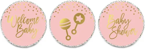 Miniatura 17 de Andaz Press Blush Rosa y Metallic Gold Confeti Lunares Baby Shower Party Collection Banderín colgante con cuerda, Baby Shower, 5 pies, 1 juego