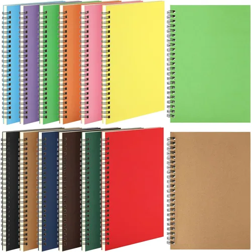 Miniatura 8 de Leelosp 12 cuadernos pequeños en espiral forrados en espiral, cuaderno con rayas universitarias, cubierta de papel kraft encuadernado con alambre
