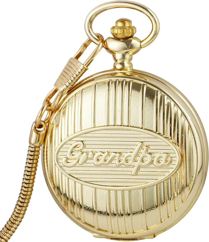 Miniatura 2 de Realpoo Father - Reloj de bolsillo de cuarzo grabado personalizado para papá, abuelo para padre y abuelo, reloj de bolsillo de cuarzo para hombre