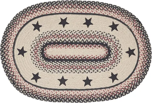 Miniatura 14 de VHC Brands Colonial Star - Alfombra decorativa, mezcla de yute, medio círculo, estrella roja y negra, 16.5 x 33 pulgadas