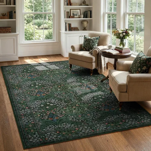 Miniatura 12 de Lahome Tapete floral lavable, suave, para entrada y cocina, 2 x 3 pies, antideslizante, bohemio, ultradelgado, fácil de limpiar, para interior, Azul