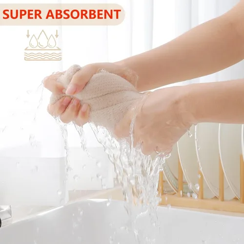 Miniatura 360 de Homaxy Trapos de cocina de 100% algodón, tejido de punto gofre, ultrasuaves, absorbentes y de secado rápido, 12 x 12 pulgadas, paquete de 6, blanco