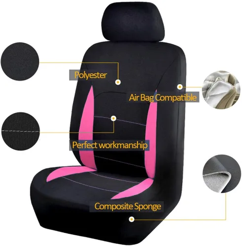 Miniatura 2 de Flying Banner Fundas de asiento de coche, asientos delanteros, asiento trasero, poliéster, protectores de asiento de automóvil, instalaciones Negro