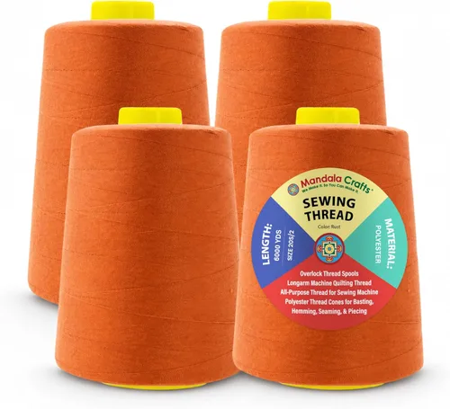 Miniatura 41 de Mandala Crafts 4 Pack of Serger Threads Cones Spools - 20S/2 24000 Yards Polyester Baby Blue Threads for Sergers Machine and Overlock Quilting