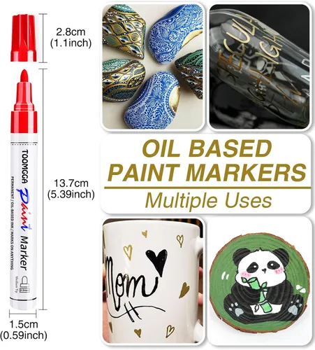 Miniatura 6 de TOOMGGA Rotuladores permanentes de pintura azul, paquete de 2 marcadores a base de aceite, de secado rápido e impermeable, para neumáticos