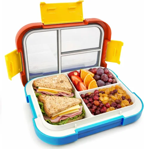 Miniatura 12 de EASYFUN Lonchera Bento para adultos, Caja de Almuerzo, lonchera con 4 compartimentos, a prueba de caídas, apta para lavavajillas y fabricada