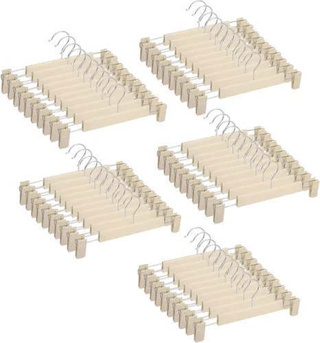 Miniatura 10 de NORTHERN BROTHERS Perchas para pantalones con clips, paquete de 30 perchas para falda de color negro resistentes para mujeres, hombres, niños