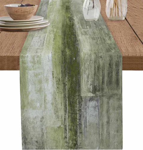 Miniatura 13 de Camino de mesa naranja quemado, 120 pulgadas de largo, pinturas modernas al óleo, camino de mesa abstracto para cocina, comedor, bufandas, obra