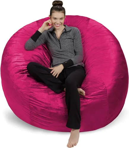 Miniatura 34 de Sofa Sack Funda para silla puff solamente, sin relleno, cómoda funda de repuesto para silla redonda, 5 pies, color carbón Carbón - Solo funda
