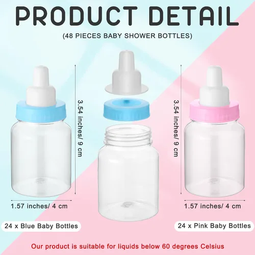 Miniatura 2 de 162 piezas de revelación de género para baby shower, 48 mini botellas de leche de plástico para bebé, 48 mini chupetes de plástico, 64 calcomanías