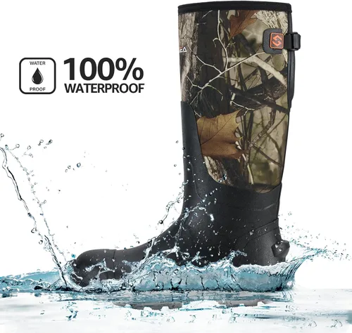 Miniatura 4 de HISEA Botas de lluvia mejoradas para hombre, botas de goma de neopreno aisladas impermeables con vástago de acero, botas de trabajo duraderas