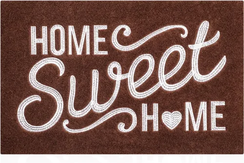 Miniatura 14 de Alfombra de bienvenida para puerta para interiores y exteriores, con parte trasera de goma antideslizante, “Home Sweet Home”, absorbe el barro