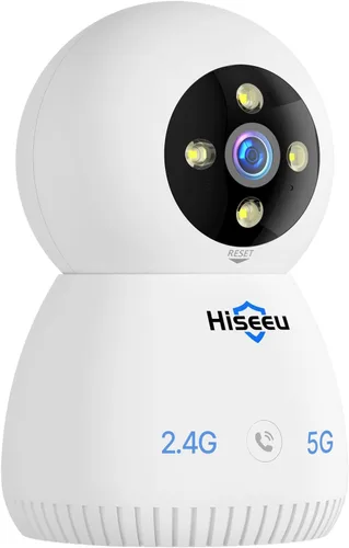 Miniatura 7 de Cámara de seguridad interior Hiseeu, 2.4G/5G 5MP, cámara para bebés y mascotas para seguridad del hogar, PTZ 360°, seguimiento automático, audio
