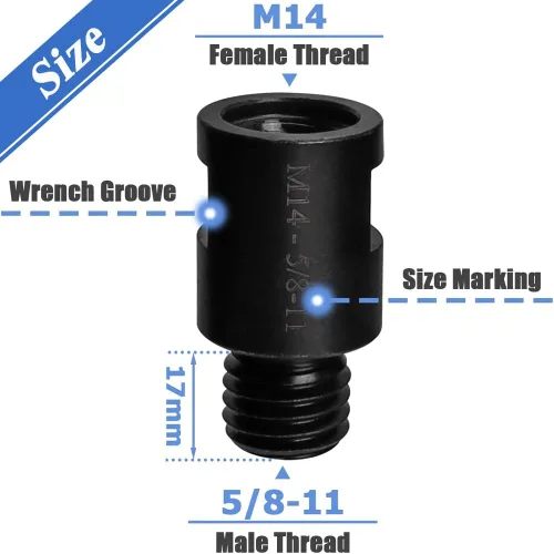 Miniatura 2 de Wolfride Adaptador de accesorio para amoladora angular M14 a 5/8"-11 M14 hembra a adaptador macho 5/8-11 (2 piezas)