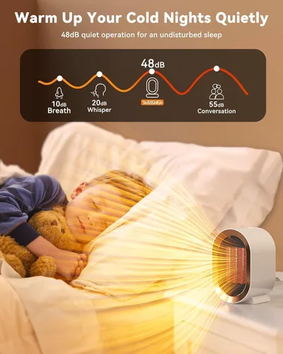 Miniatura 6 de Calentador Eléctrico de Espacio QQT, Calentadores de Espacio Portátiles de Alta Eficiencia Energética para Uso en Interiores, Ventilador Calentador