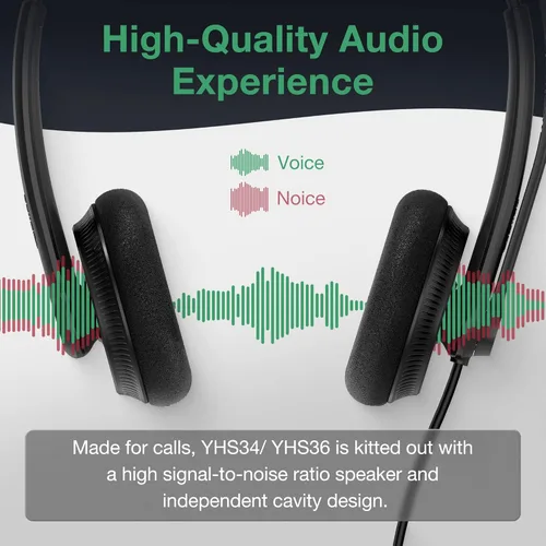 Miniatura 4 de Auriculares de teléfono Yealink para teléfonos de oficina YHS34 Lite QD a RJ9 con cable compatible con Poly Snom Grandstream Teléfonos