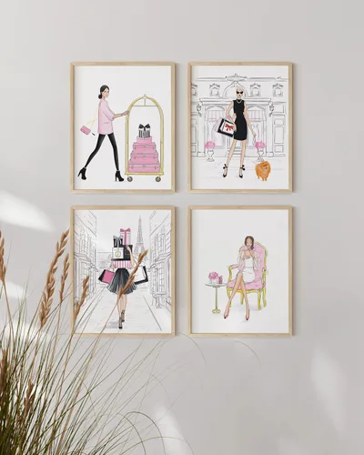 Miniatura 5 de HAUS AND HUES Decoración de pared de maquillaje para habitación de glamour, juego de 4 cuadros de moda para pared, arte de pared con lápiz labial