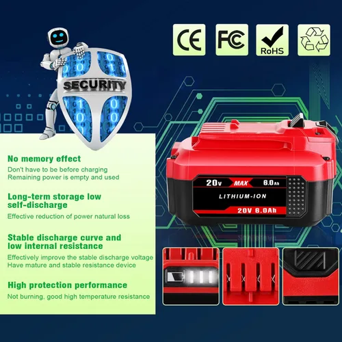 Miniatura 7 de JIALIPOK 20V 6.0Ah CMCB205 Batería de repuesto para Craftsman 20V Max Litio Ion Batería CMCB204 CMCB204-2 CMCB202-2 CMCB201 CMCB206 CMCS500B