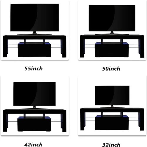 Miniatura 5 de Anwick Soporte de TV LED con gran almacenamiento para televisores de hasta 55 pulgadas, moderno centro de entretenimiento con estante de cristal