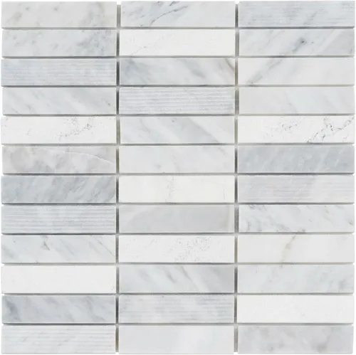 Miniatura 8 de Modket Mármol de roble blanco apilado mezclado con textura piedra azulejo malla montado en muro TDH60MO (1 hoja)