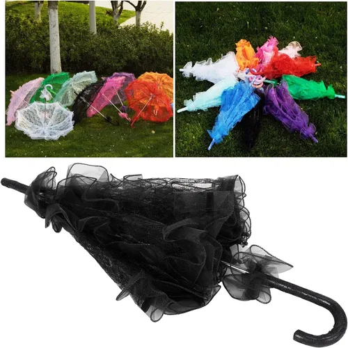 Miniatura 3 de Parasol, sombrilla de tela de encaje, sombrilla negra, sombrilla de boda, decoración artesanal para bodas, fiestas, fotos, regalos, bailes