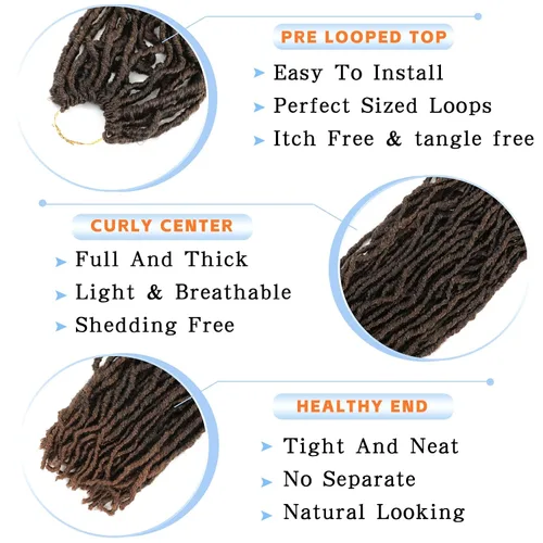 Miniatura 3 de Rastas de pelo sintético de ganchillo de 22 pulgadas, color marrón degradado, 7 paquetes de cabello de ganchillo preanudado para mujeres negras