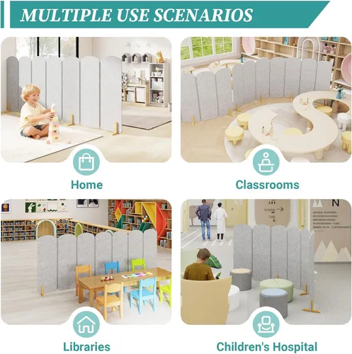 Miniatura 8 de Divisor de habitación plegable para niños, partición independiente para aula, pantalla de juegos para niños, separador de sala de juegos para niños