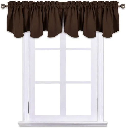 NICETOWN Cortinas opacas para ventana, 52 x 18 pulgadas, bolsillo festoneado, para decoración del hogar, paneles de niveles, color marrón caramelo