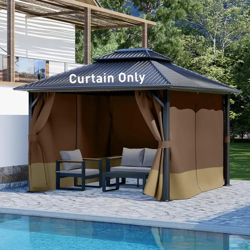 Miniatura 14 de Aoodor Cortinas de Gazebo para Exteriores de 10 x 10 pies, 4 Paneles Impermeables de Pared Lateral de Privacidad de Repuesto con Cremallera