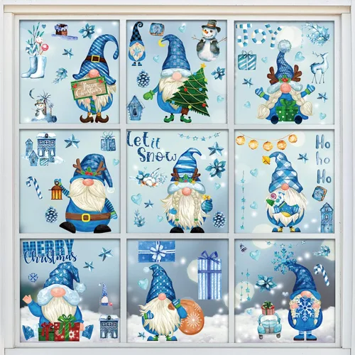 Miniatura 8 de Whaline 9 hojas de calcomanías para ventana de regreso a la escuela, gnomo lápiz libro globo mochila escolar, calcomanías para ventana