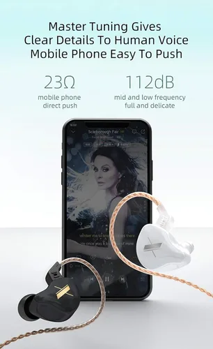 Miniatura 3 de KZ EDX - Monitores intrauditivos, estéreo HiFi para escenario/estudio IEM con aislamiento de ruido con cable deportivo, auriculares con cable Negro