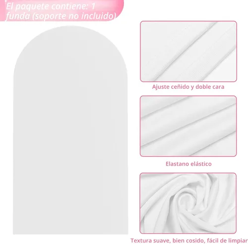Miniatura 3 de Wokceer Cubierta de Fondo de Arco de Boda de 6 Pies, Spandex Ajustado Color Beige, Cubiertas de Arcos Chiara con Parte Superior Redonda