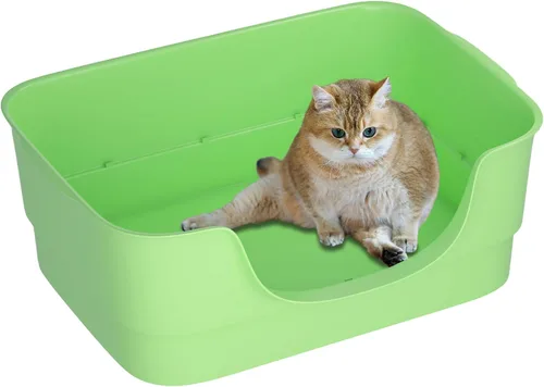 Miniatura 10 de Caja de arena extra grande para gatos grandes, lados altos y diseño de entrada baja, 23.43 x 16.73 x 8.46 pulgadas, espacioso inodoro antiderrames